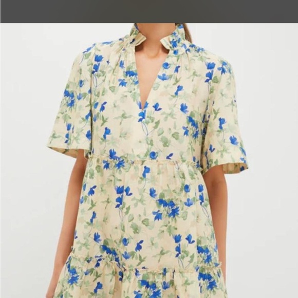 Tuckernuck Floral Mini Dress in Blue and Cream - Picture 2 of 4